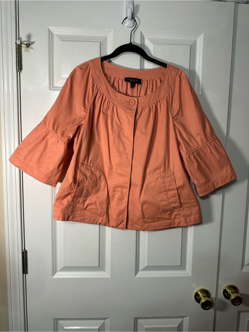 Talbots Coral Peplum Button-Front Jacket